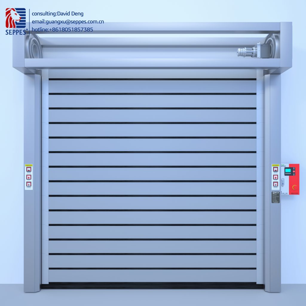 Silver hard quick doors are installed in PPG building High speed door